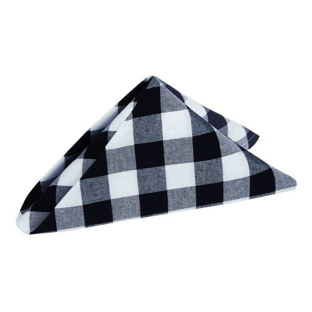 Traditional Elegance Buffalo Check Dinner Table Napkins - Black/White - Set of